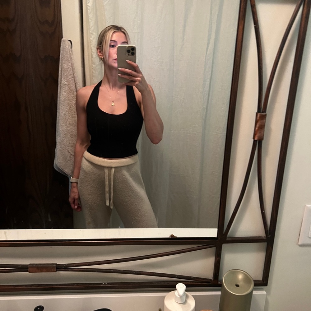 Aritzia Black Babaton Ribbed Halter